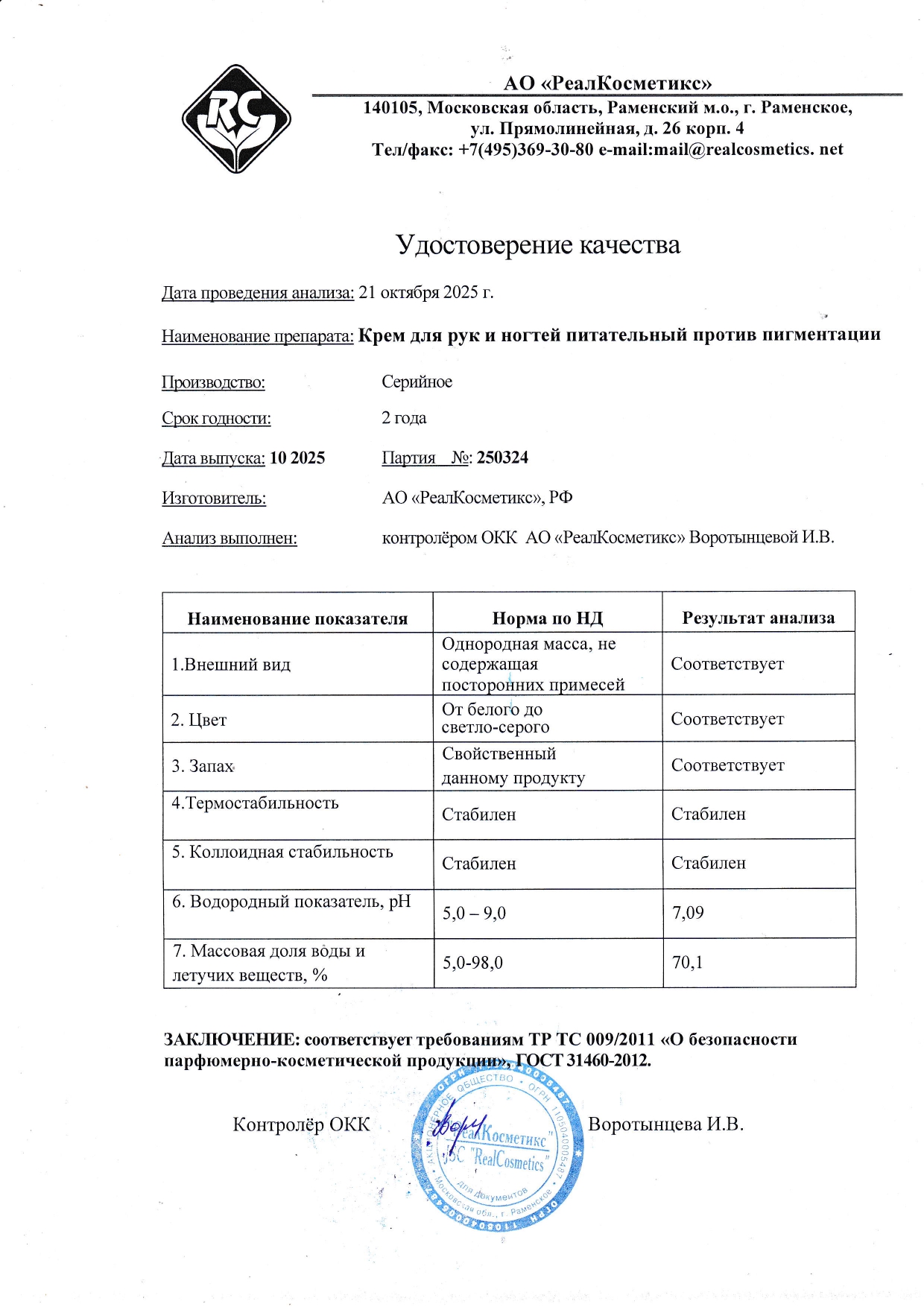 Паспорт №250324